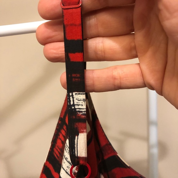 NYC red plaid straps dress with adjustable straps - Picture 3 of 5